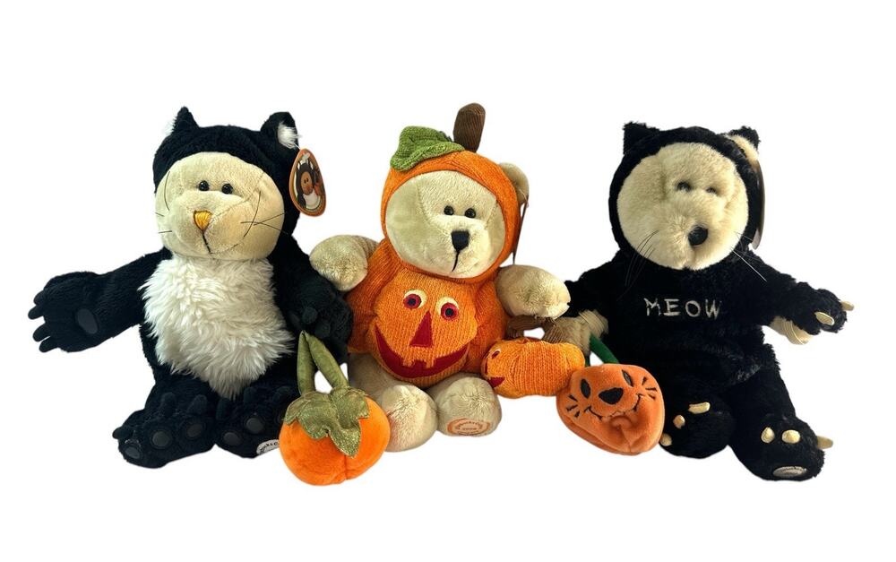 Starbucks Bearista Bears Halloween Plush Lot of 3 Cat Pumpkin Costumes 2002-08